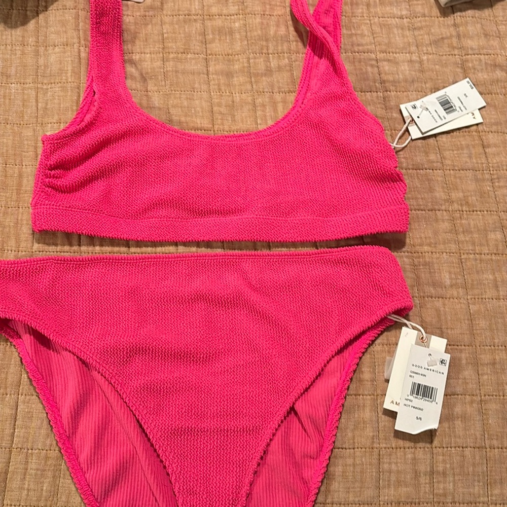 NWT Good American hot pink Always Fits bikini, size 5/6